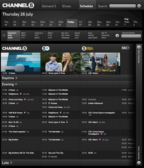 channel 5 schedules today